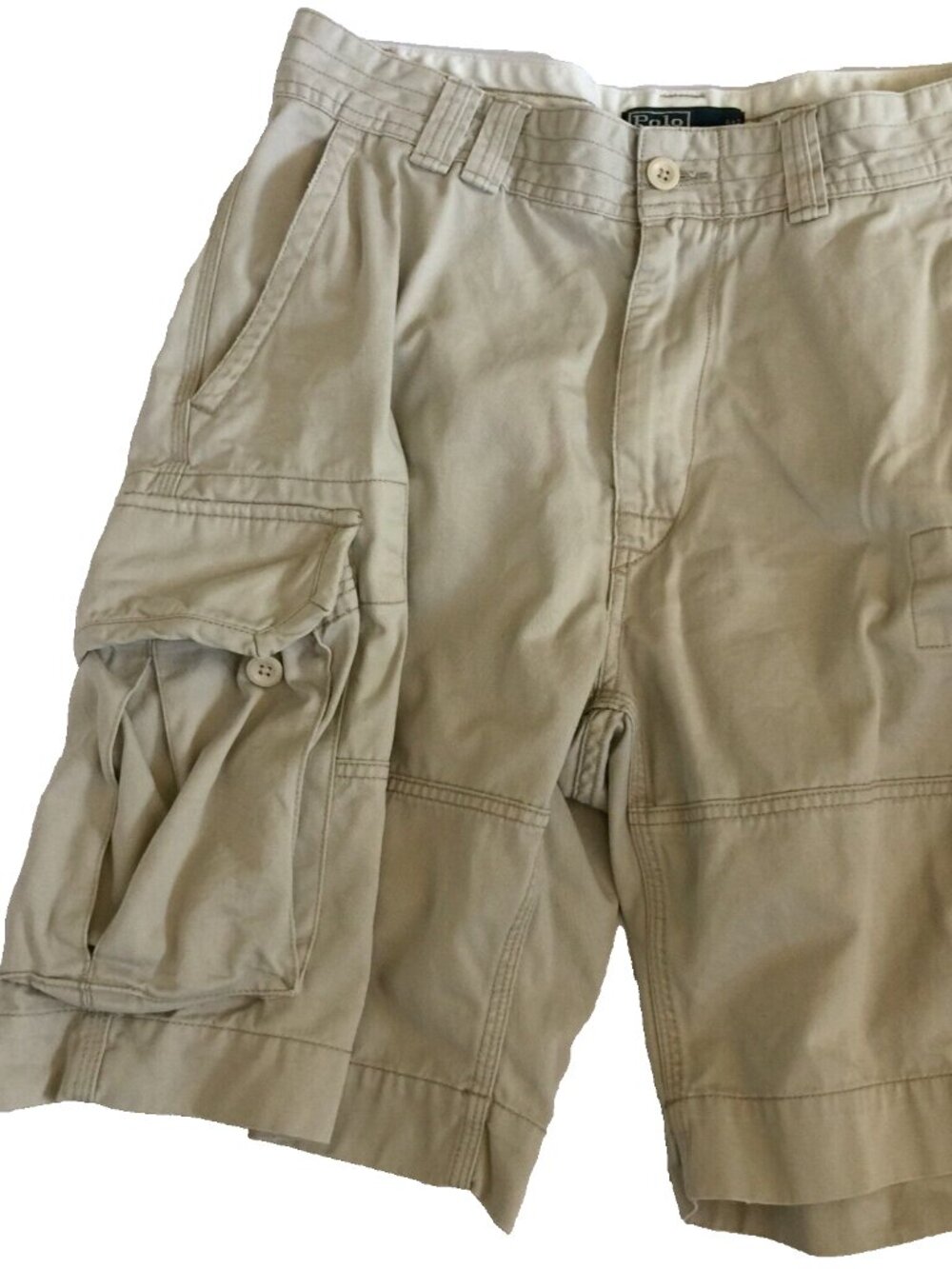 POLO RALPH LAUREN KHAKI CARGO CHINO SHORTS MENS 33 33"x10"
